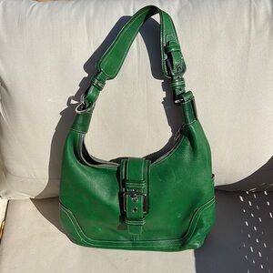 COACH Hampton Vintage Green Leather Hobo Shoulder Bag
